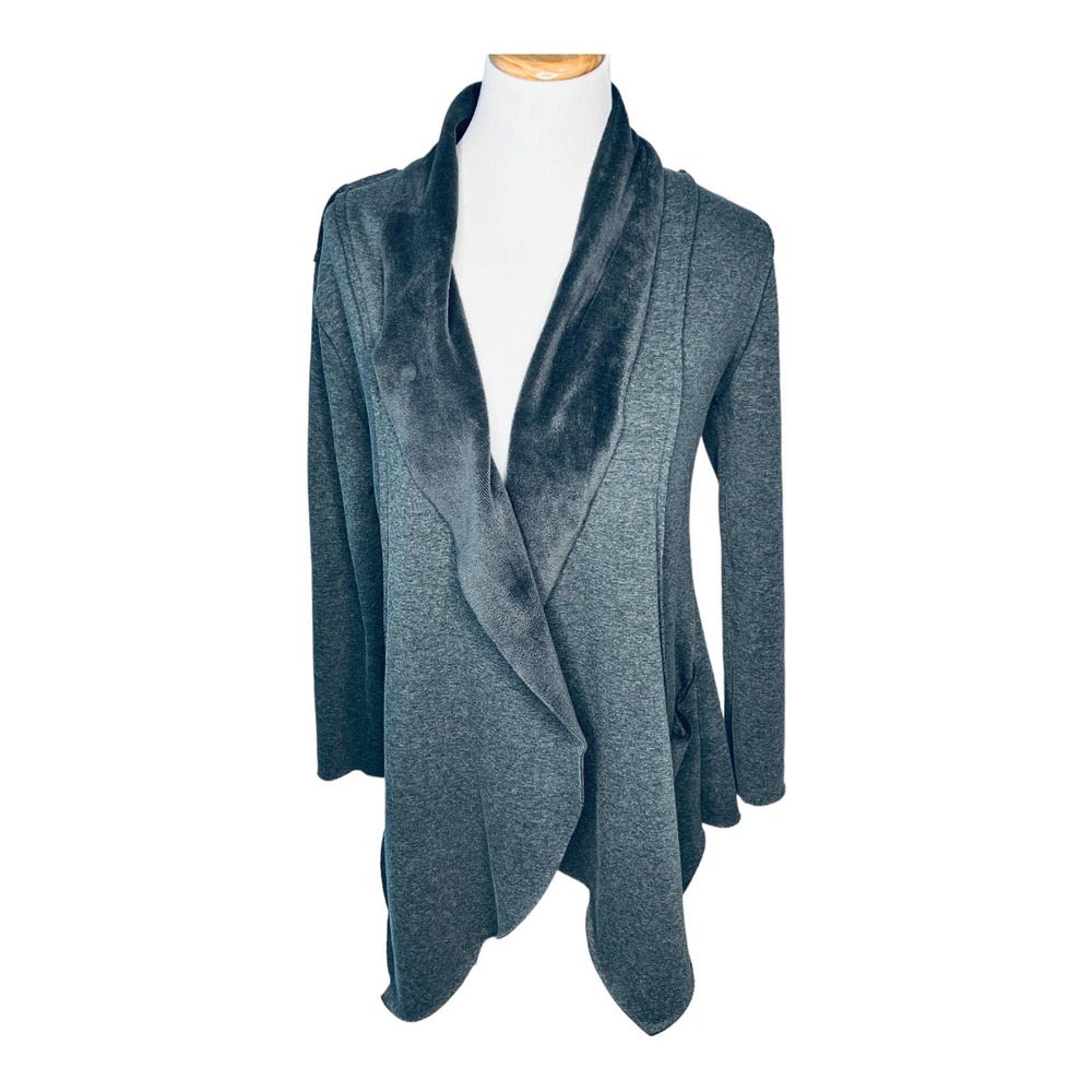 C. Olives Cardigan Gray Open Front L